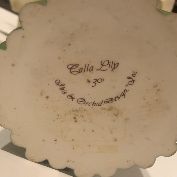 VTG Ibis & Orchid Calla Lily #301 Hand Cast Bonded Painted Marble Art Vase 13" - Picture 11 of 12